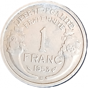 1 franc type Morlon en aluminium 1958 B
