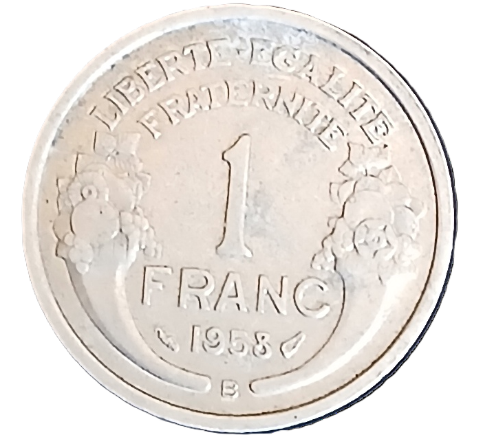 1 franc type Morlon en aluminium 1958 B