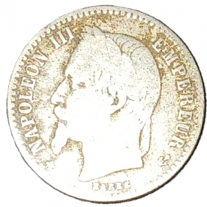 50 centimes argent type Napoléon III tête laurée 1866 A
