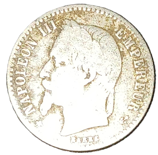 50 centimes argent type Napoléon III tête laurée 1866 A – Image 2