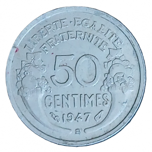 50 centimes type Morlon en aluminium 1947 B