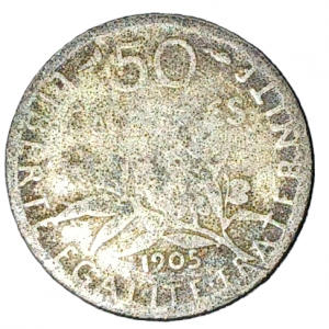 50 centimes argent type Semeuse 1905