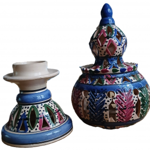 Brûle parfum et photophore en terre cuite tunisien