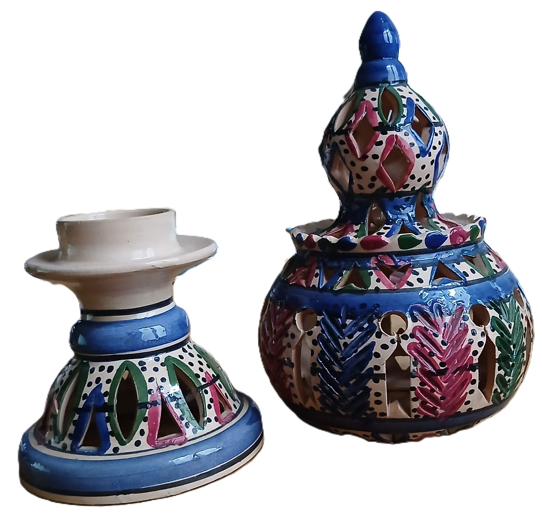 Brûle parfum et photophore en terre cuite tunisien – Image 2