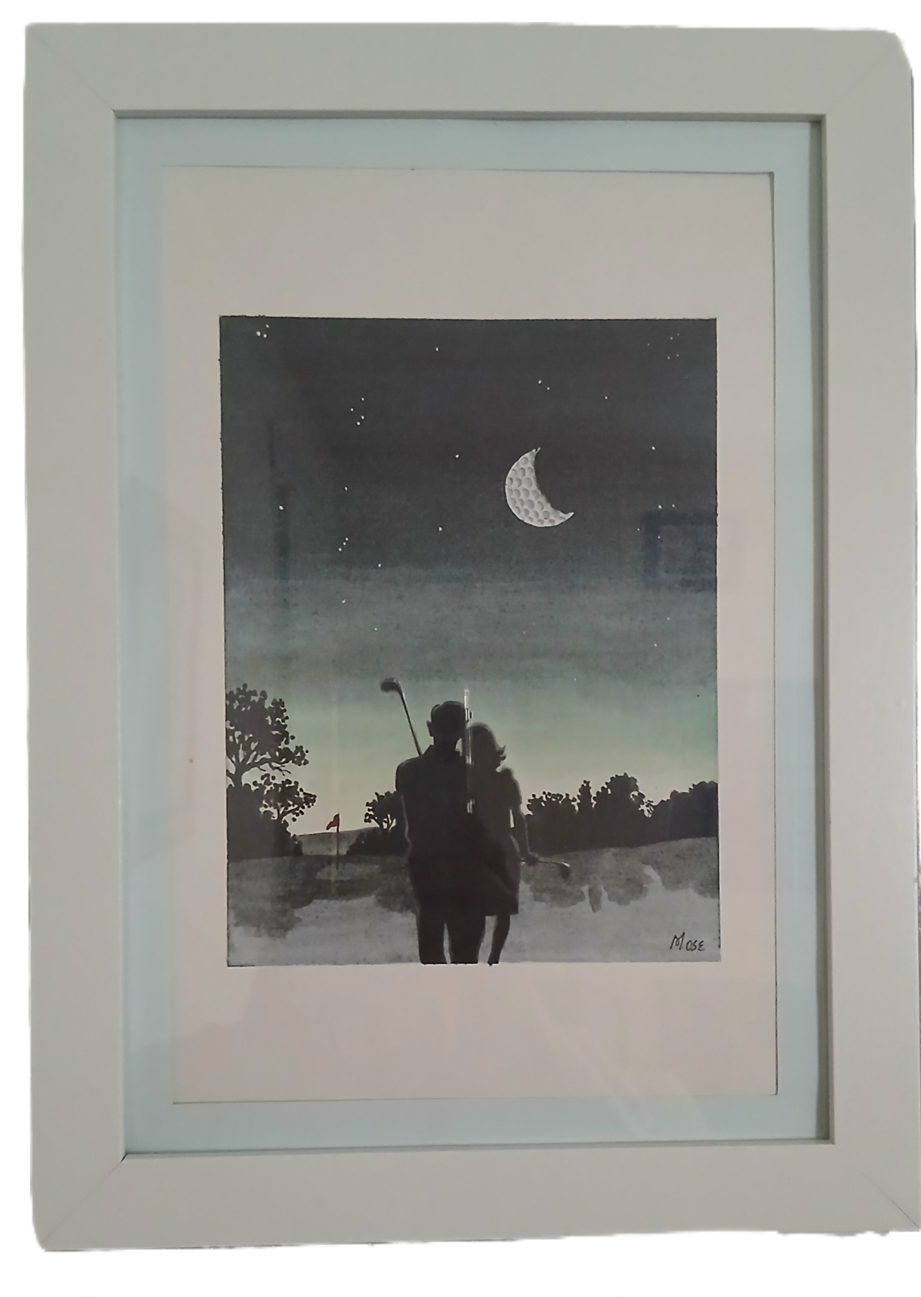 Cadre dessin Mose thème Golf "clair de lune"
