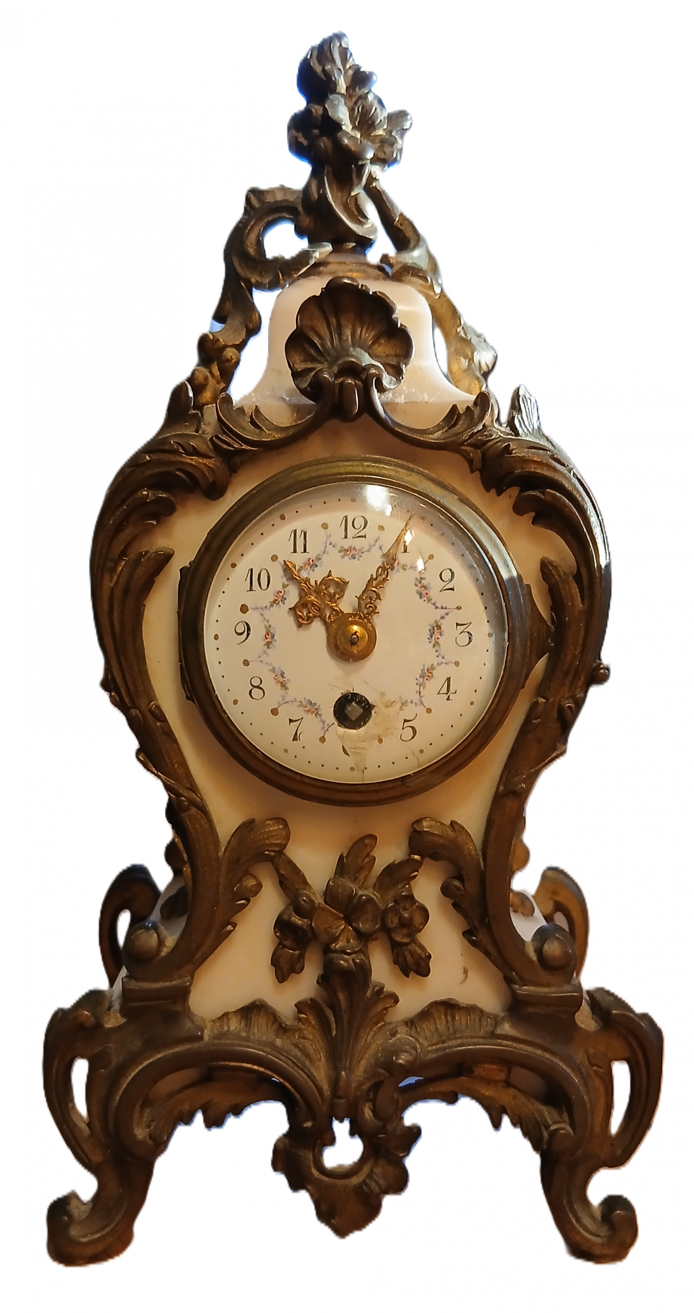 Garniture de cheminée ancienne (horloge et ses deux bougeoirs) – Image 2