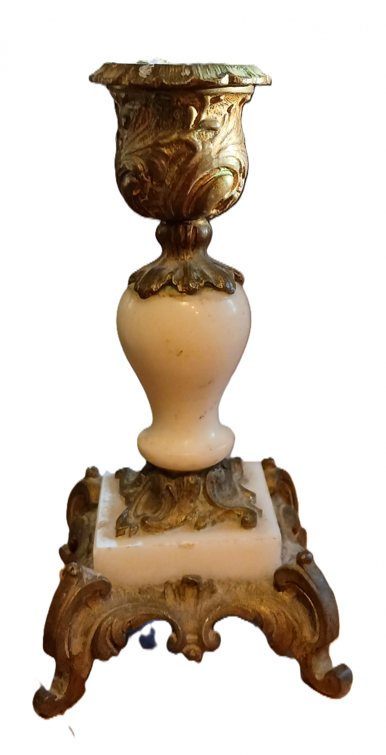 Garniture de cheminée ancienne (horloge et ses deux bougeoirs) – Image 4