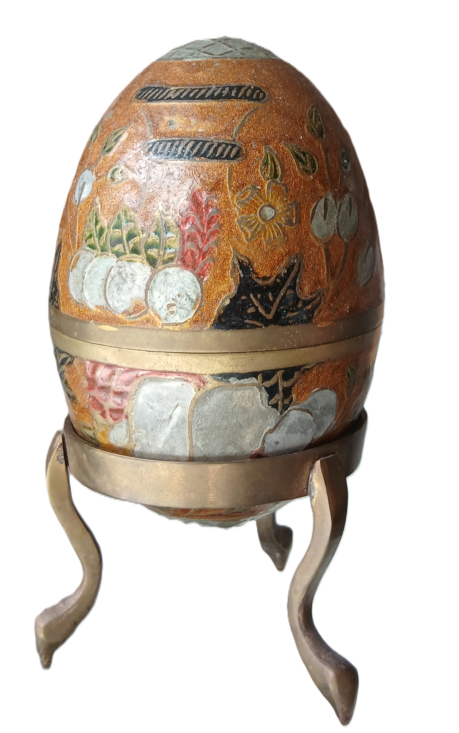 Grand œuf bonbonnière en laiton émaillé – Image 2