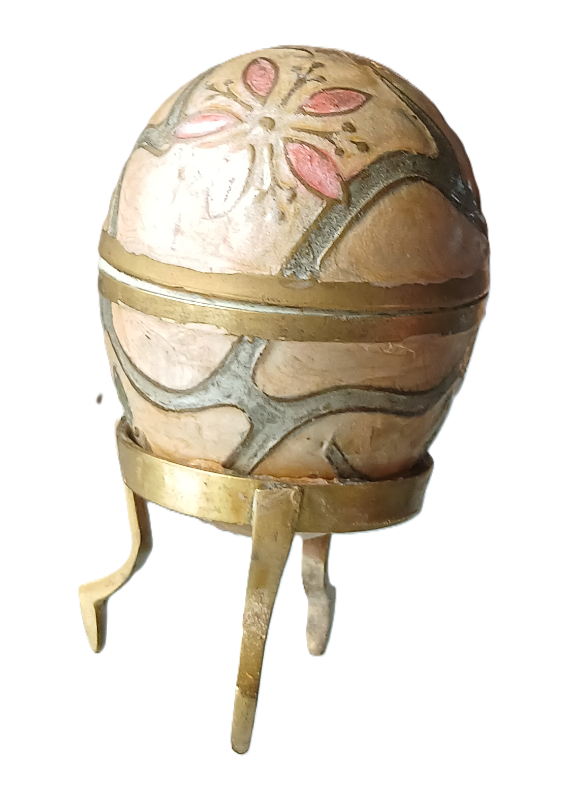 Petit œuf bonbonnière en laiton émaillé