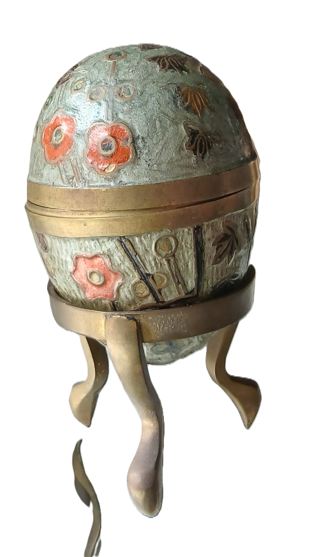 Moyen œuf bonbonnière en laiton émaillé – Image 3