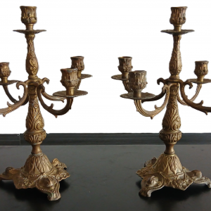 Paire de chandeliers à 5 branches en bronze