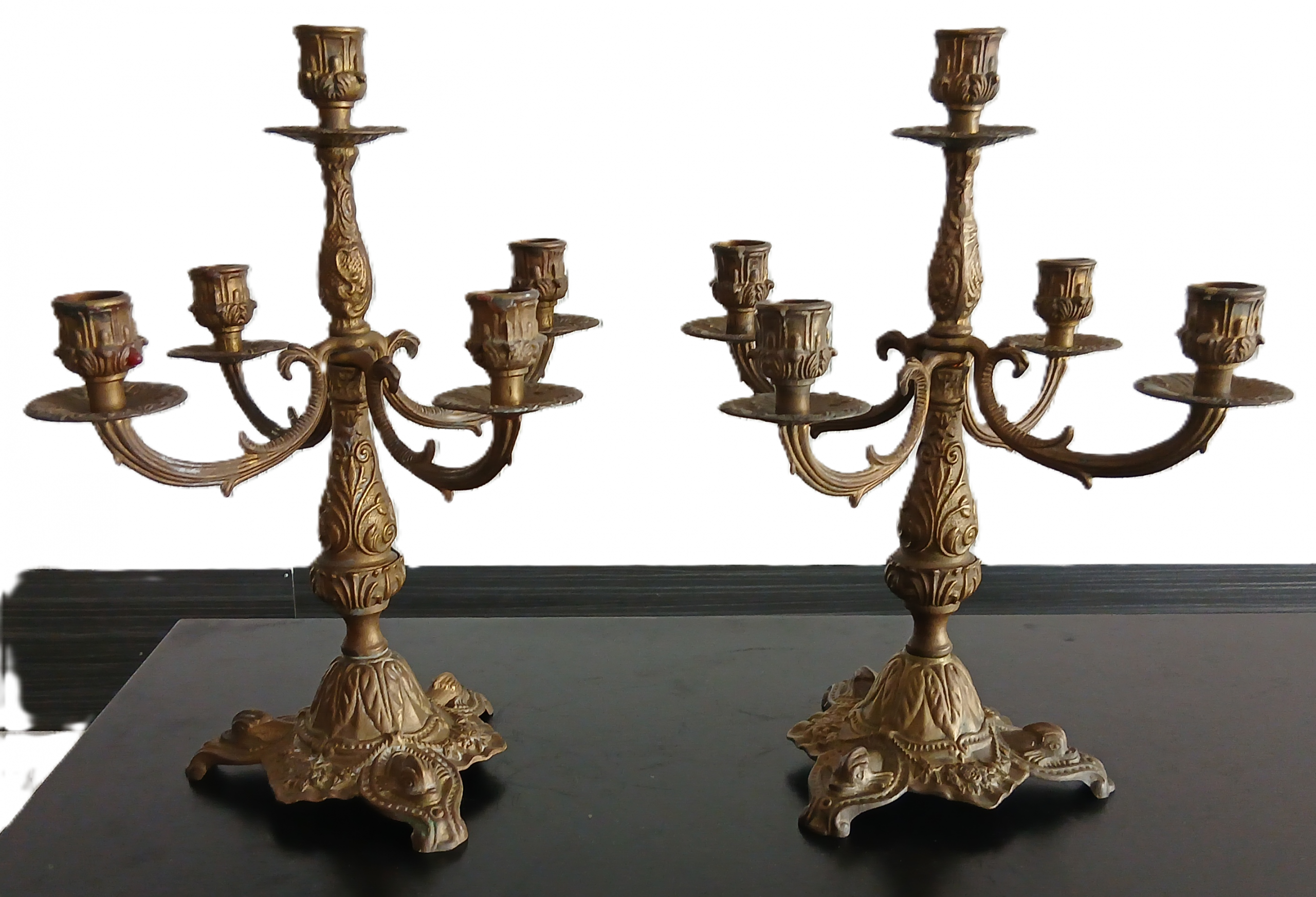Paire de chandeliers à 5 branches en bronze