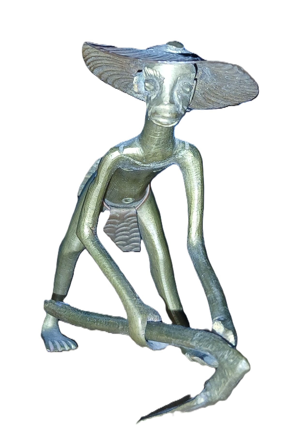 Statuette en bronze paysan asiatique – Image 2