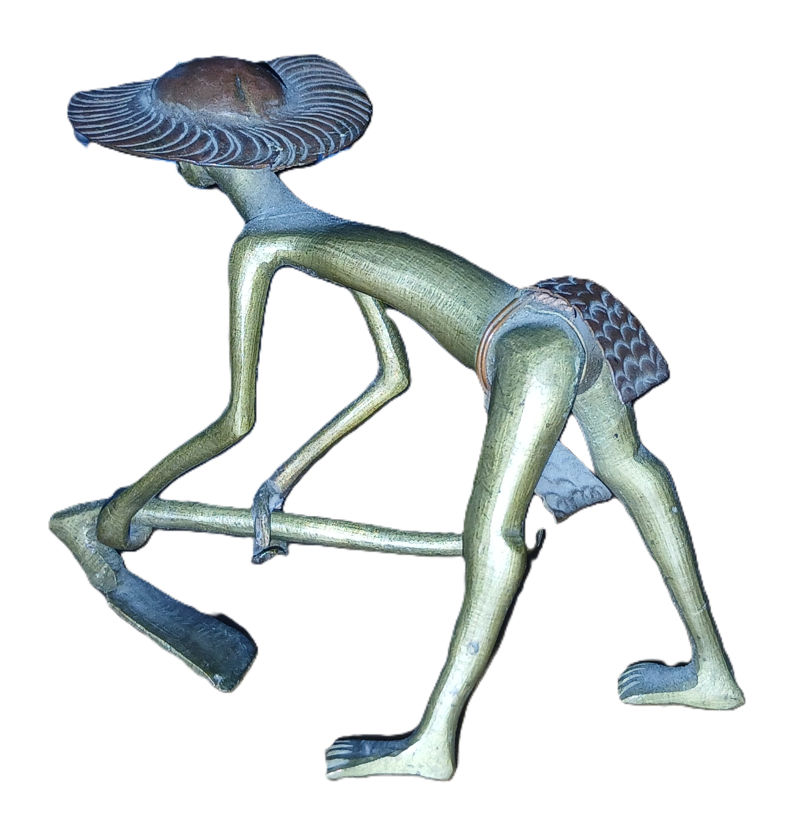 Statuette en bronze paysan asiatique – Image 3