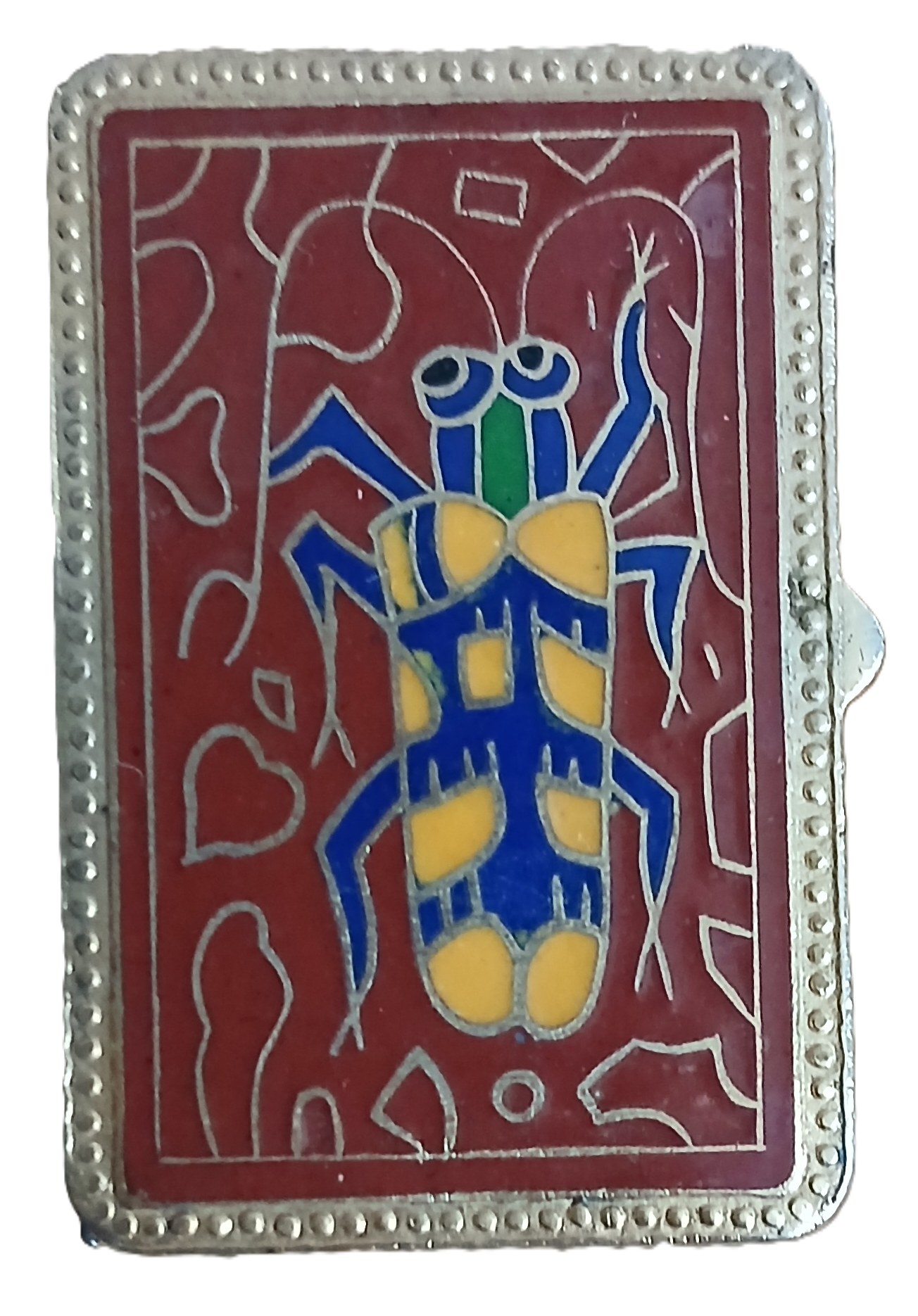 Pilulier en faïence et laiton