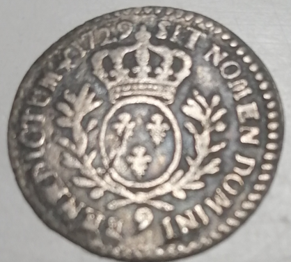 1/20ème d'écu aux branches d'olivier (6 sols) Louis XV 1729 (9 : Rennes)