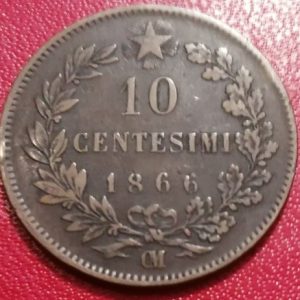 10 centesimi Italie 1866 OM sans point