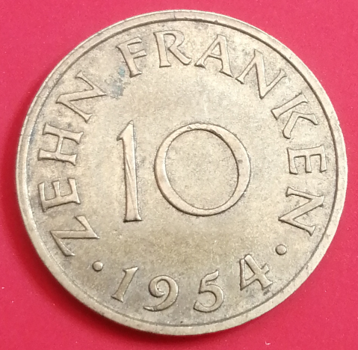 10 franken Allemagne (Saarland) 1954