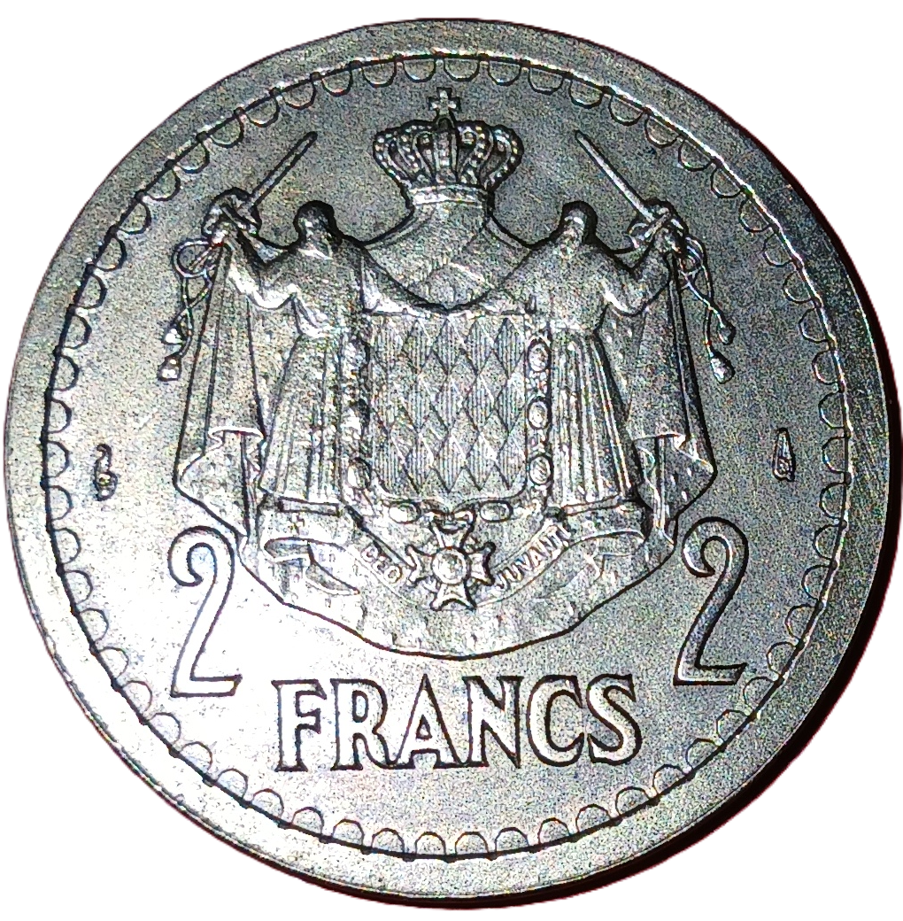 2 francs Monaco Louis II cupro-aluminium (1943) SUP