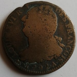 Pièce de monnaie 2 sols Louis XVI 1792 A An ?