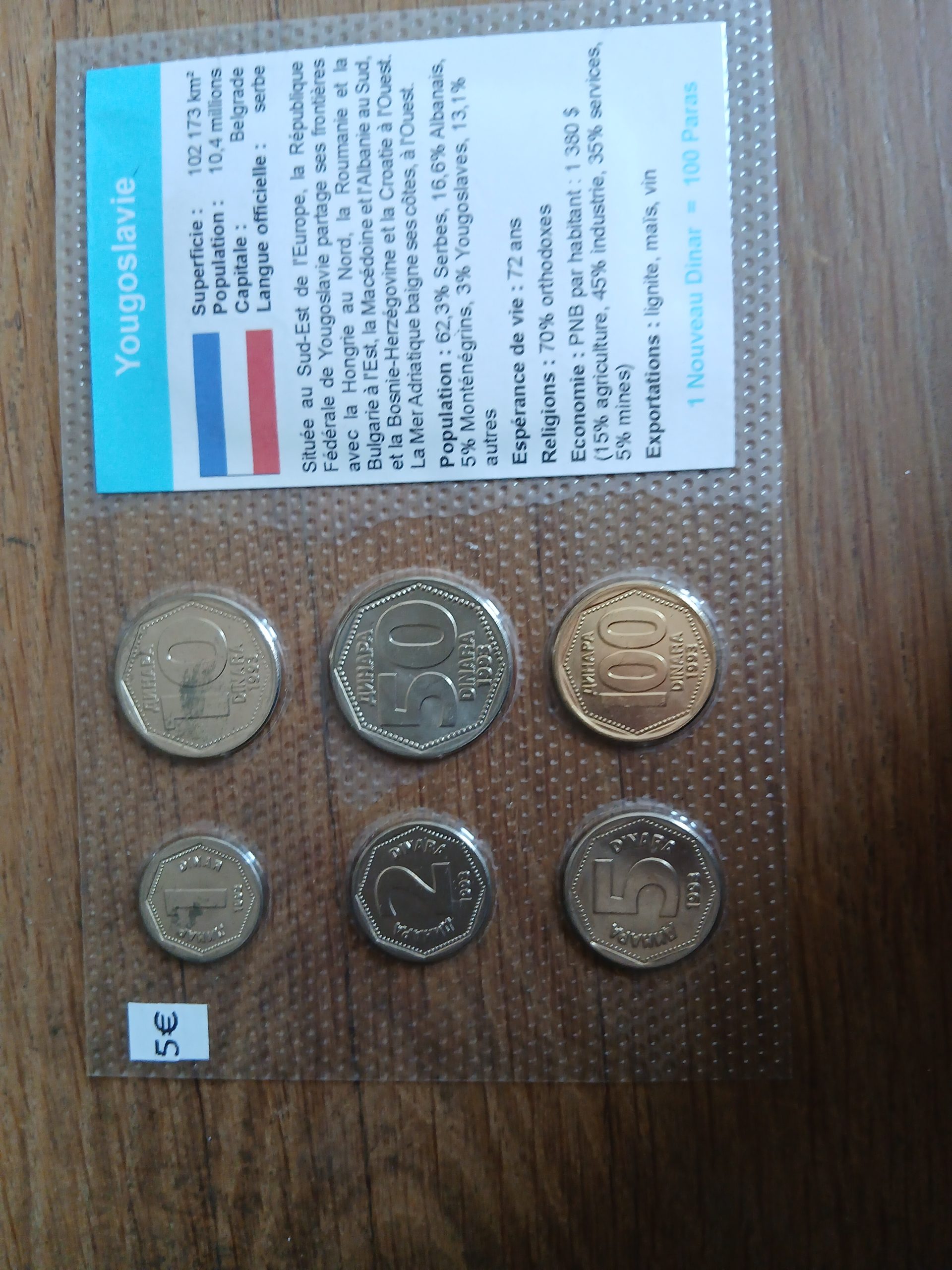 Série Pièces de monnaie Yougoslavie Neuves sous blister
