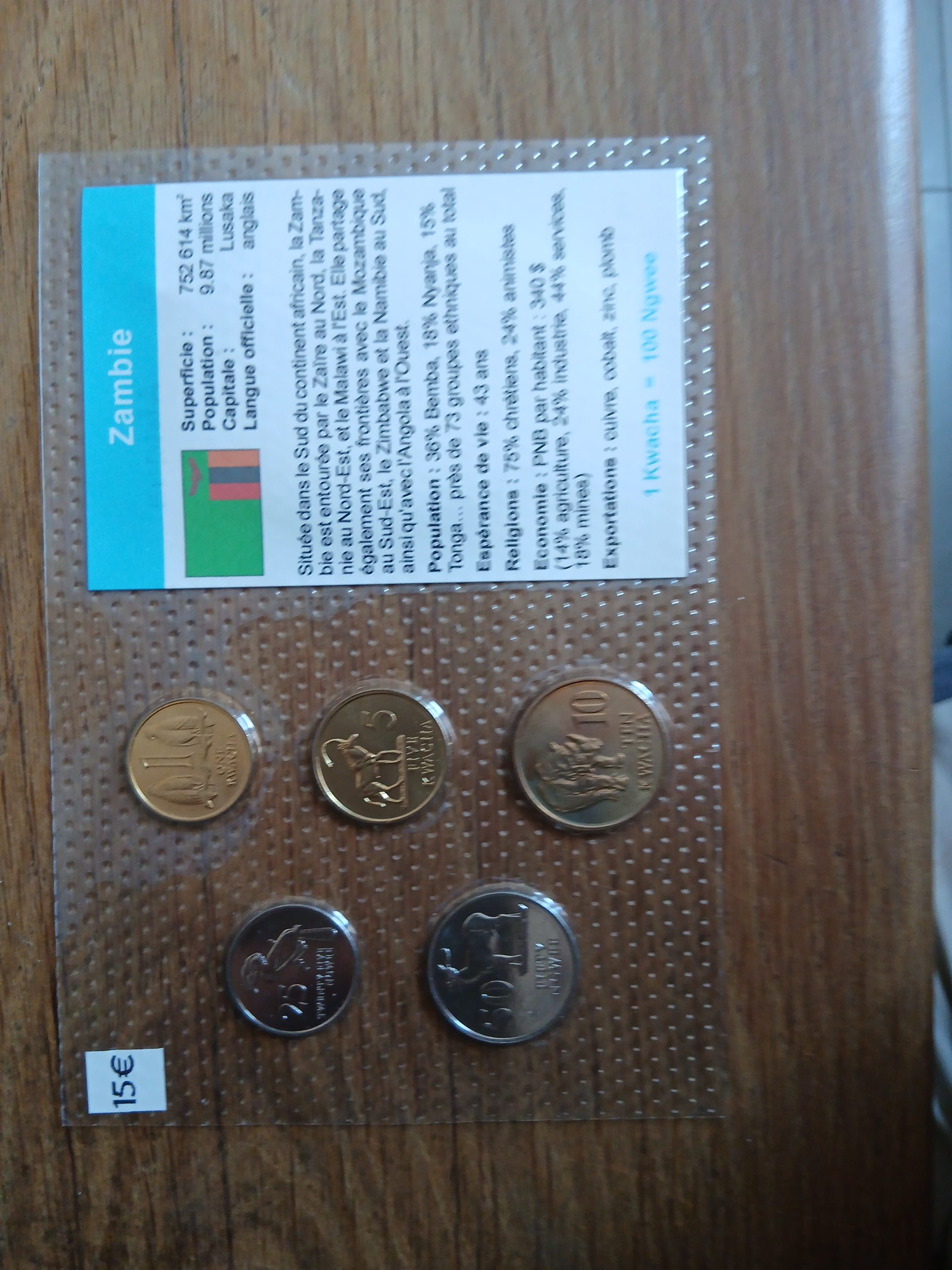 Série Pièces de monnaie Zambie Neuves sous blister