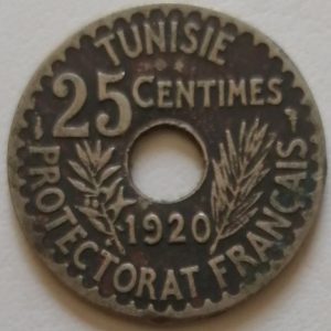 25 centimes Tunisie 1920