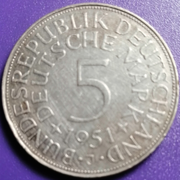 5 Marks Allemagne 1951 J