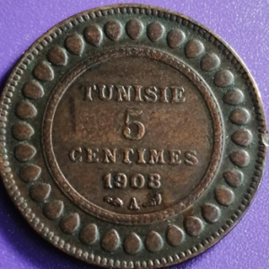 5 centimes Tunisie 1908 A