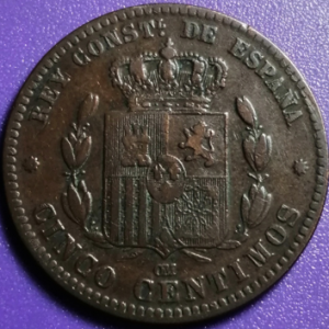 5 centimos Espagne 1877 OM TTB