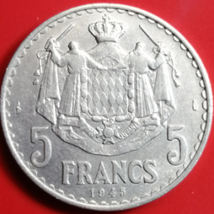 5 francs Monaco 1945 aluminium TTB