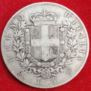5 lires argent union latine (écu) Italie 1873