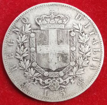 5 lires argent union latine (écu) Italie 1873