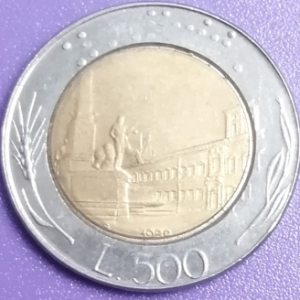 500 lires Italie 1988 frappe décentrée