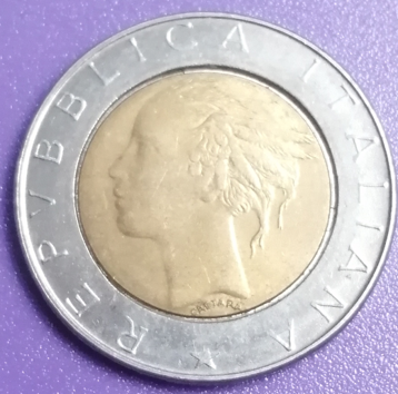 500 lires Italie 1988 frappe décentrée – Image 2