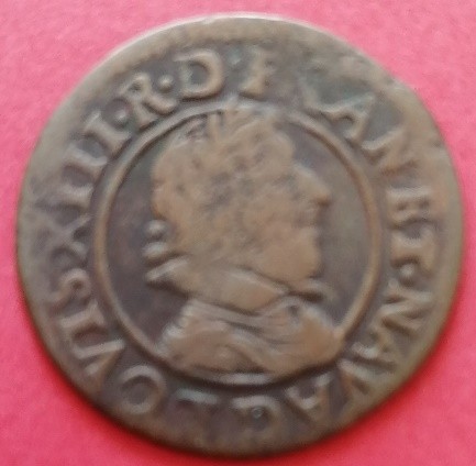 Double tournois Louis XIII juvénile au col rabattu 1629 D LOVIS – Image 2