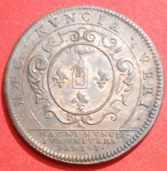 Jeton de l'université de Paris 1699 en mémoire de Charlemagne