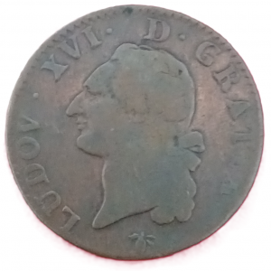 Pièce de monnaie sol ou sou Louis XVI 1780 H (La Rochelle)