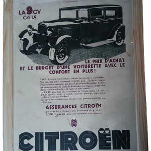 Dessin publicitaire journal Illustration Citroën 8CV 1938