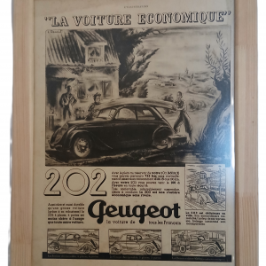 Dessin publicitaire journal Illustration 202 Peugeot 1938