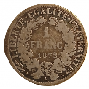 1 franc argent type Cérès 1872 petit A