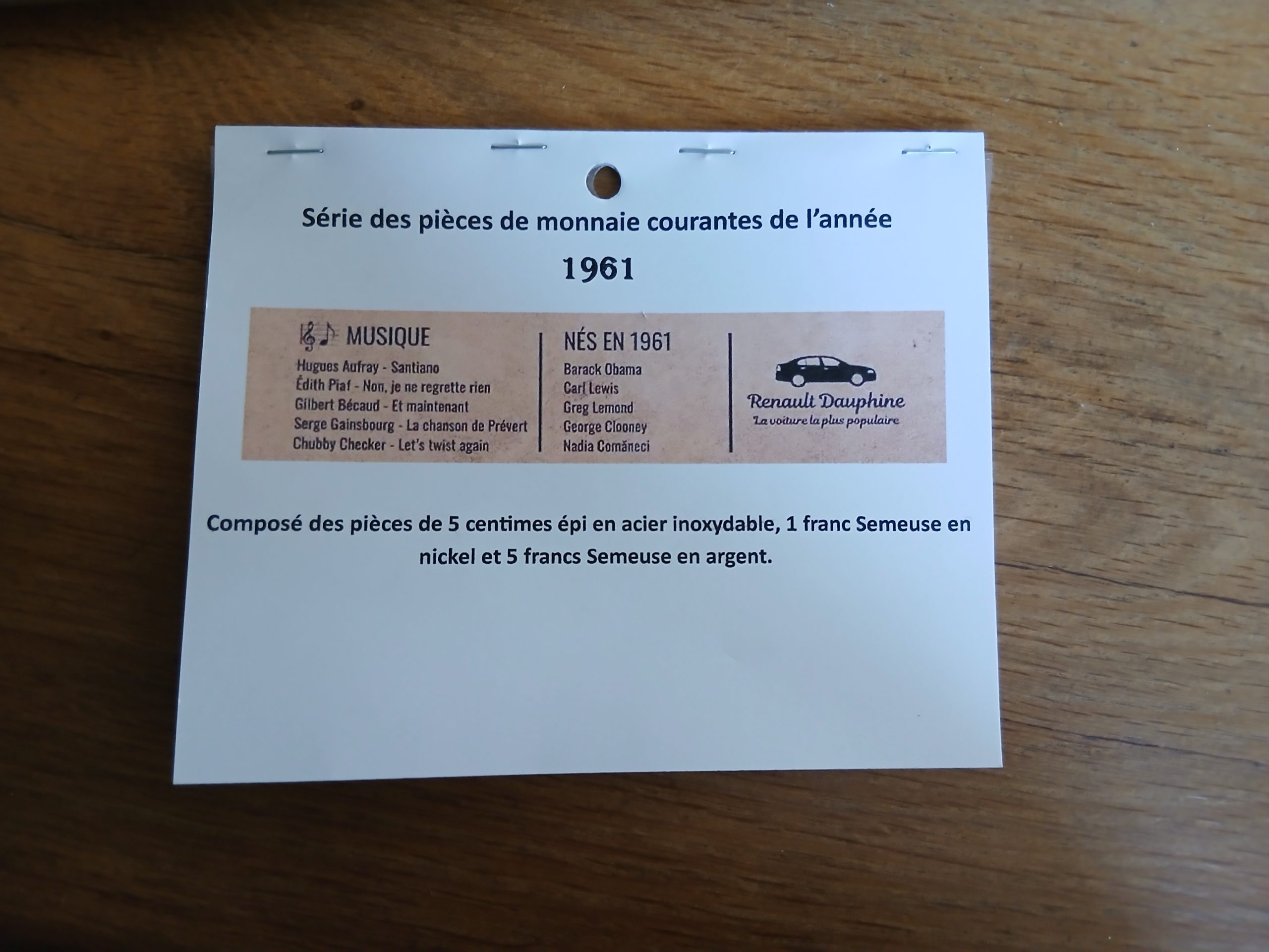 Série pièces françaises courantes de 1961 – Image 3