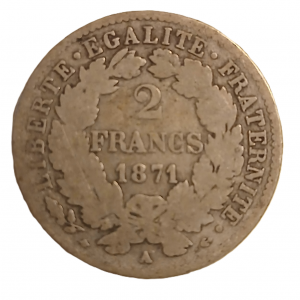2 francs argent type Cérès 1871 grand A