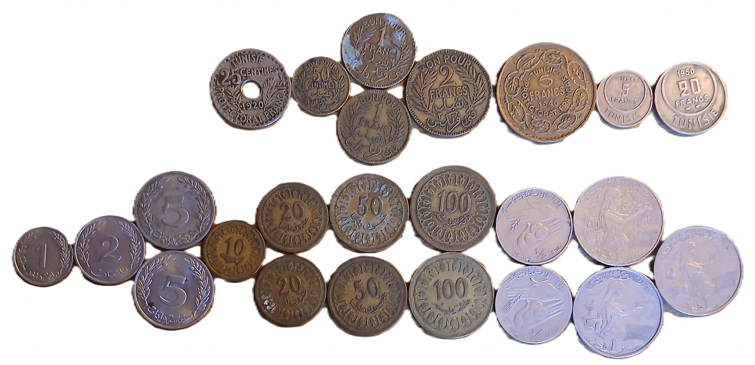 Lot pièces de monnaie Tunisie