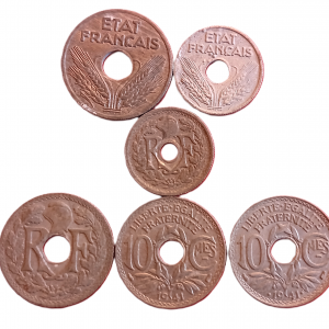Série 10 Centimes françaises en zinc