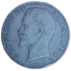 5 francs argent Napoléon III 1856 D